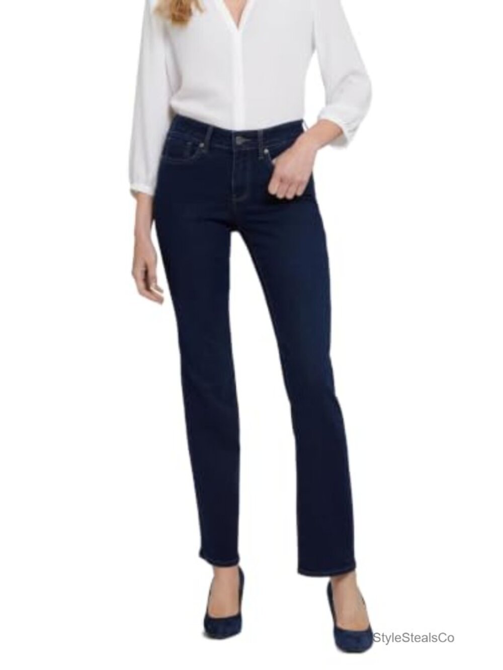 NYDJ Marilyn Straight Leg Jeans Stretch Denim Tummy Control